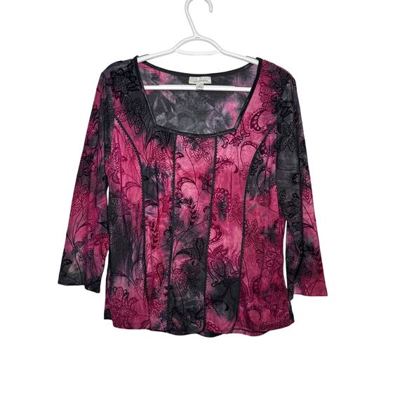 Dressbarn burnout velvet corset style top womens large witchy whimsigoth y2k - Picture 1 of 9